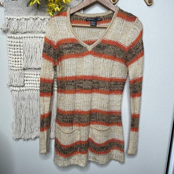 Ashley Orange Striped Acrylic Sweater Dress Large - Picture 2 of 6